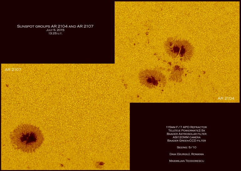 Sunspota 2104 and 2107